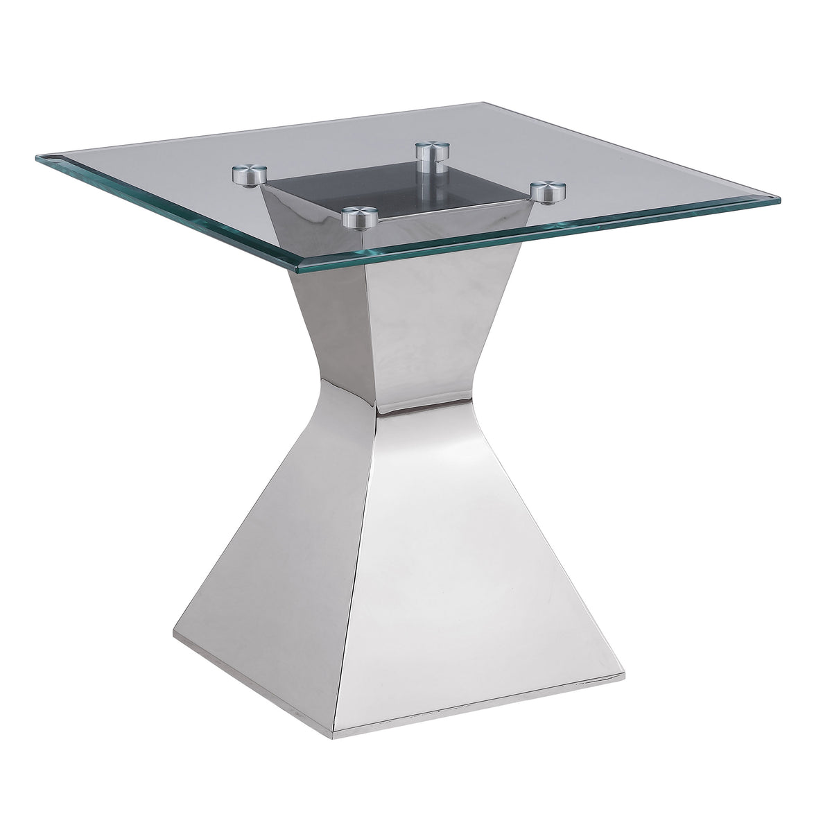 Tampa Furniture Outlet - Coaster - Jenny Glass Top Stainless Steel Side End Table Chrome - 710207