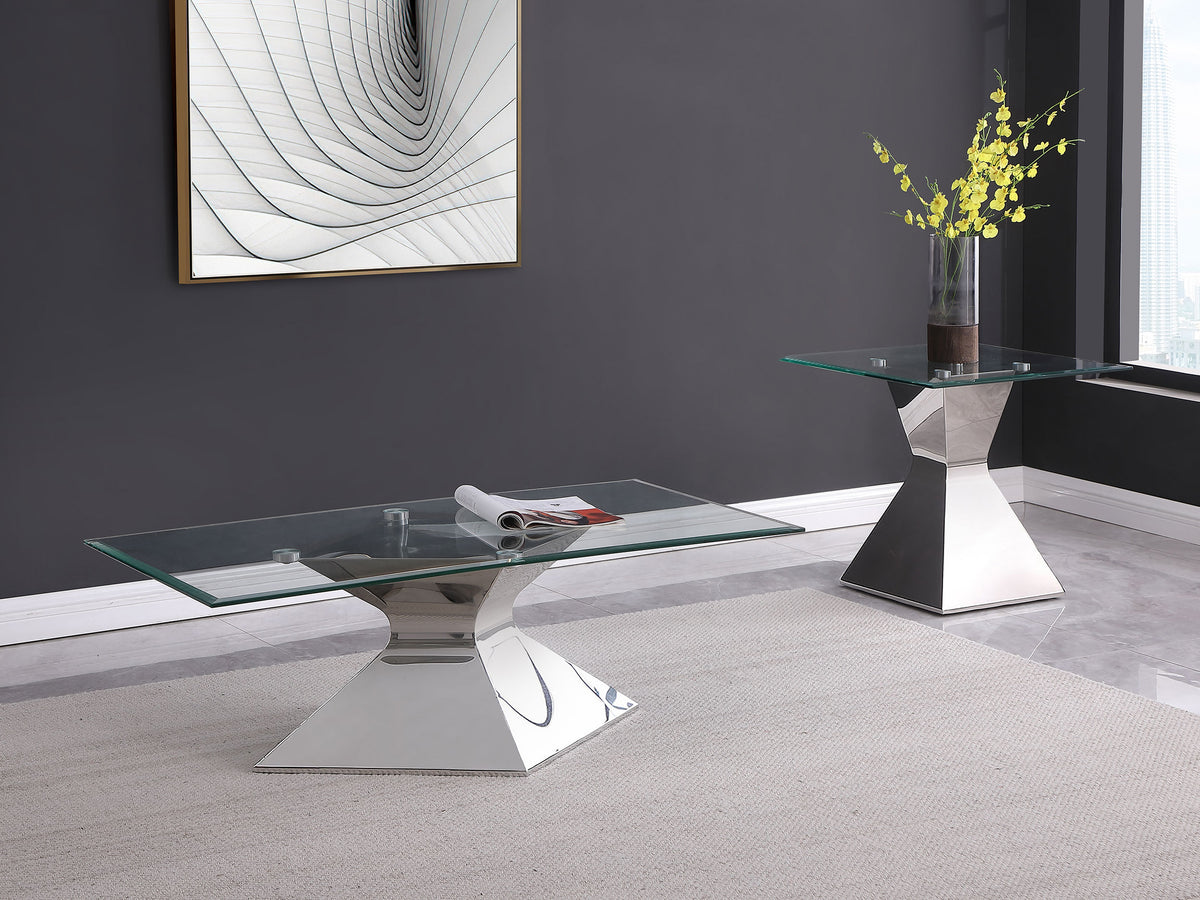 Tampa Furniture Outlet - Coaster - Jenny 2-piece Rectangular Coffee and End Table Set Chrome - 710208-S2