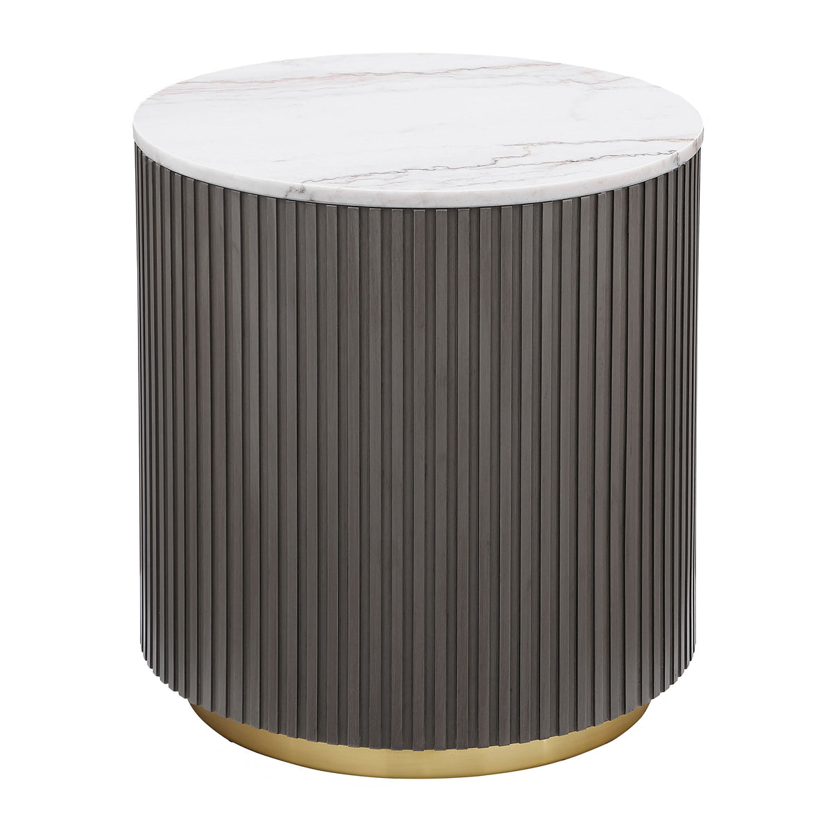 Tampa Furniture Outlet - Coaster - Jason Round White Marble Top Side End Table Charcoal - 710417