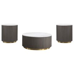 Jason 3-piece Round White Marble Coffee Table Set Charcoal