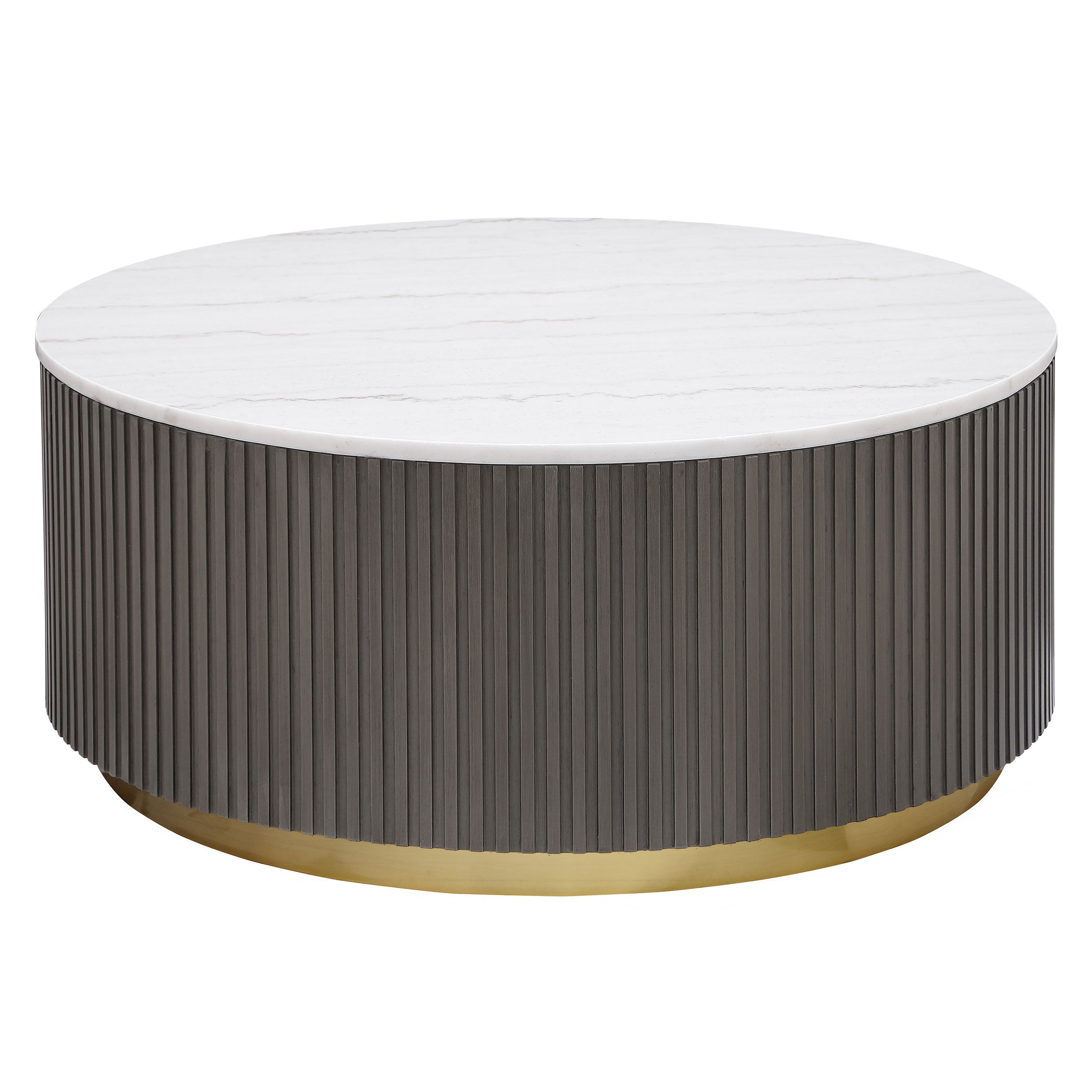 Tampa Furniture Outlet - Coaster - Jason Round White Marble Top Coffee Table Charcoal - 710418