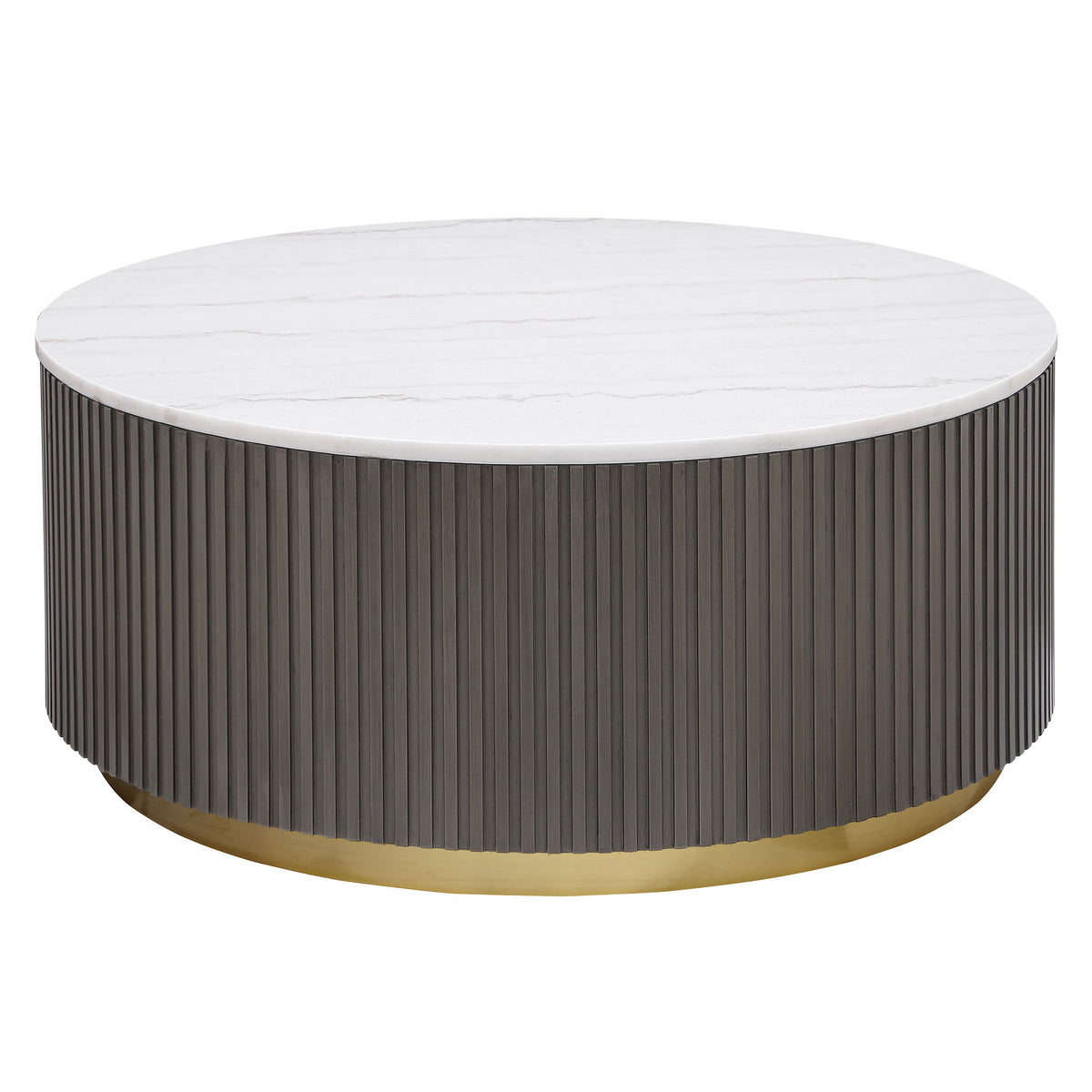 Tampa Furniture Outlet - Coaster - Jason Round White Marble Top Coffee Table Charcoal - 710418