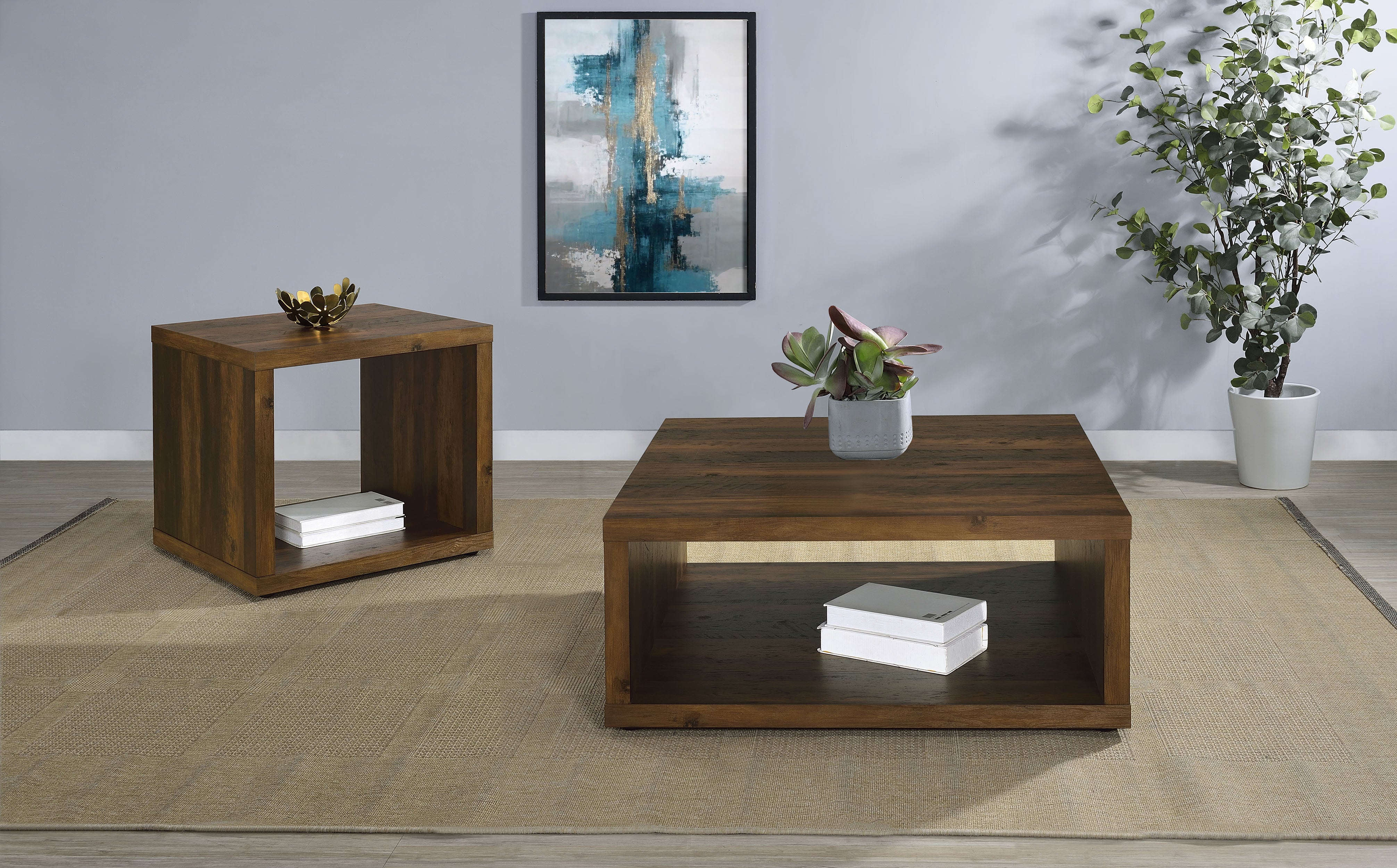 Tampa Furniture Outlet - Coaster - Frisco 2-piece Coffee and End Table Set Dark Pine - 710508-S2