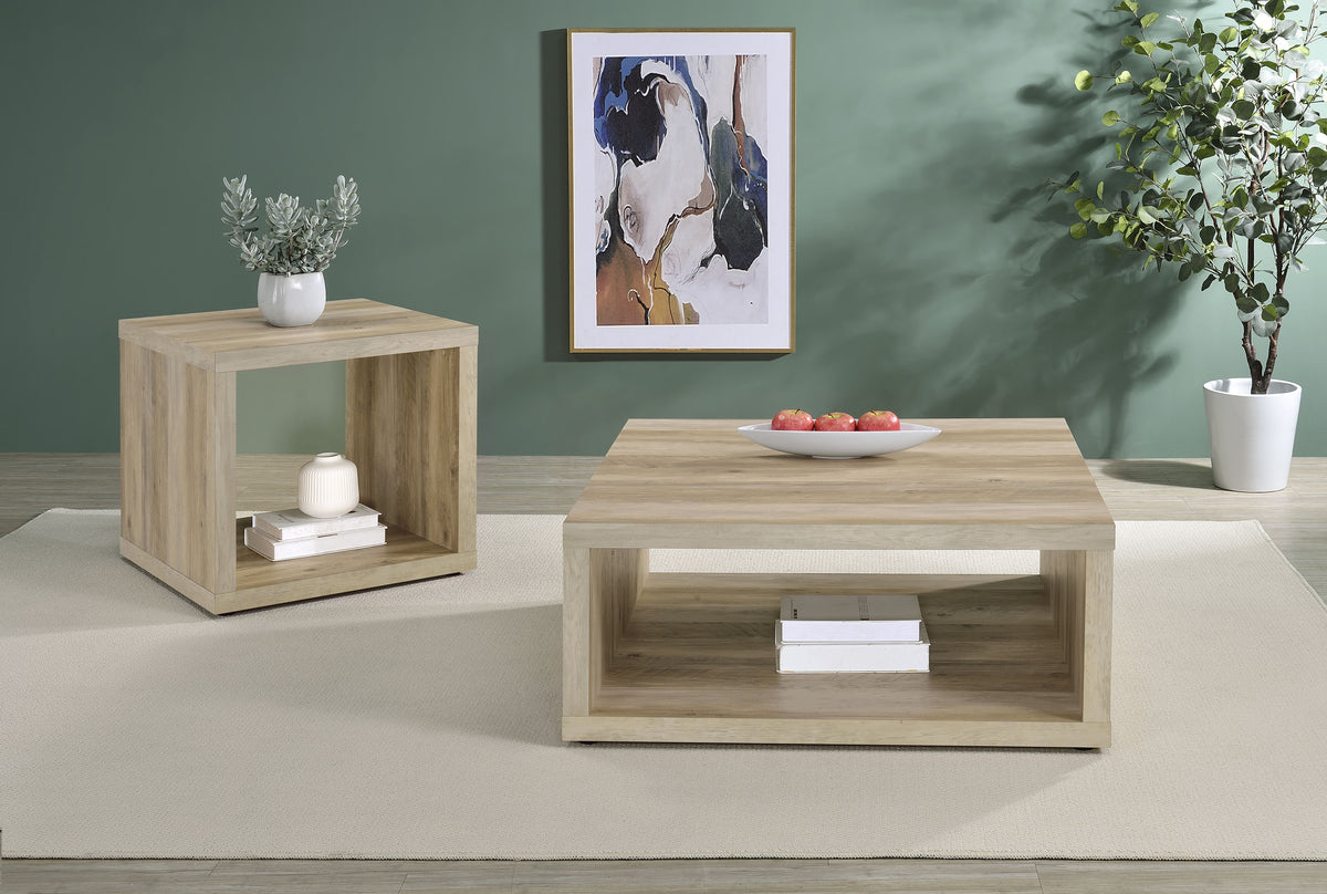 Tampa Furniture Outlet - Coaster - Frisco 2-piece Coffee and End Table Set Distressed Pine - 710518-S2