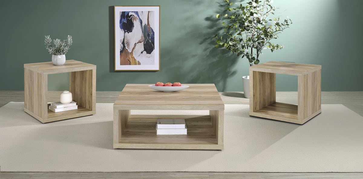 Tampa Furniture Outlet - Coaster - Frisco 3-piece Coffee and End Table Set Distressed Pine - 710518-S3