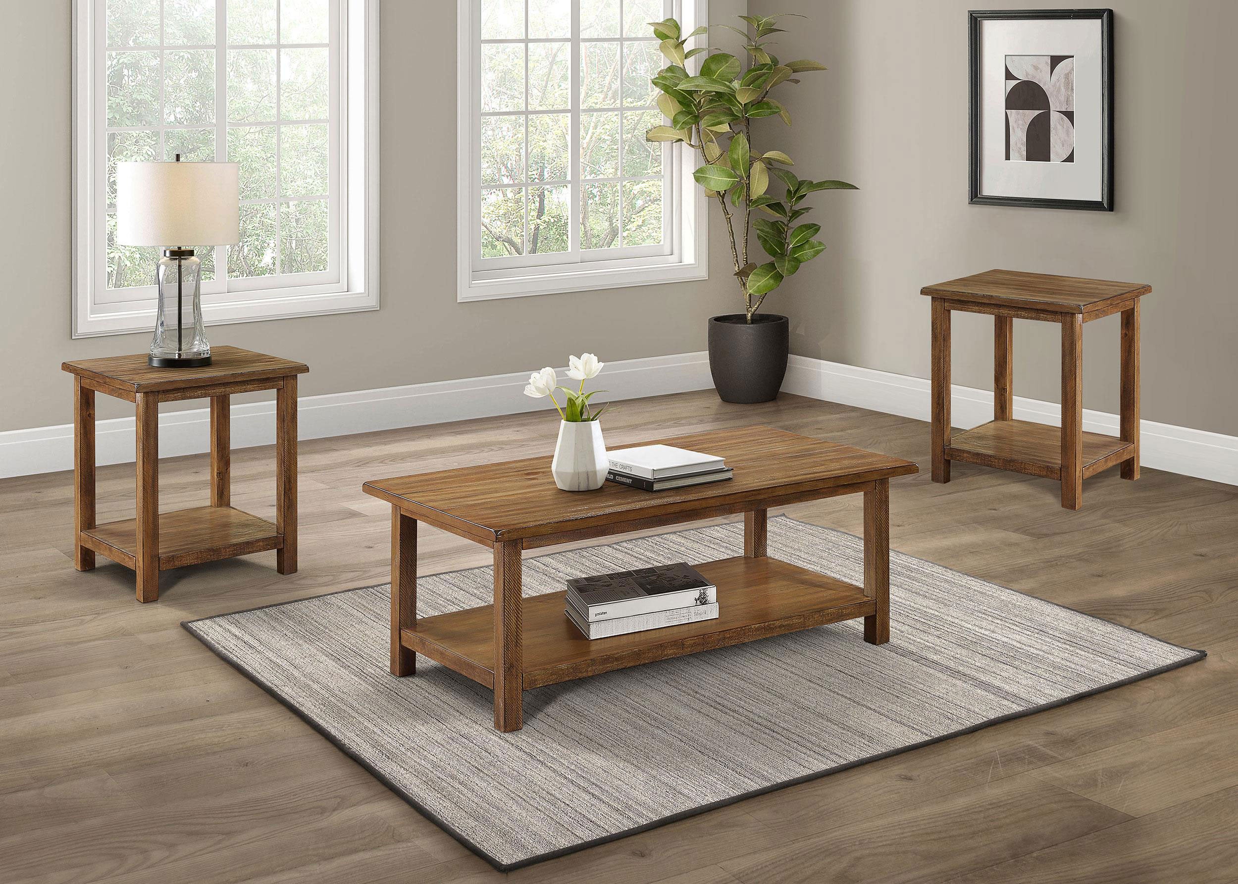 Tampa Furniture Outlet - Coaster - Payne 3-piece Coffee and End Table Set Distressed Brown - 710548-S3A