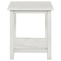 Payne Wood End Table with Shelf Distressed White