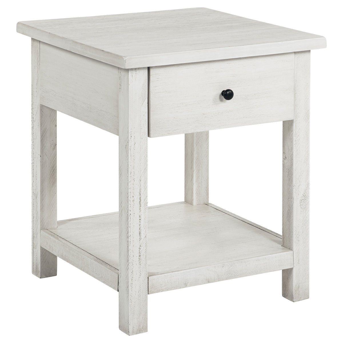 Tampa Furniture Outlet - Coaster - Payne 1-drawer Wood End Table with Shelf Distressed White - 710557