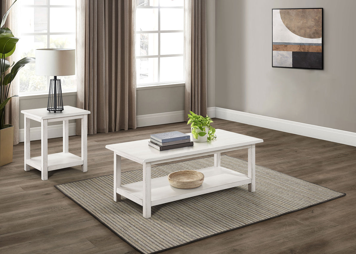 Tampa Furniture Outlet - Coaster - Payne 2-piece Coffee and End Table Set Distressed White - 710558-S2A
