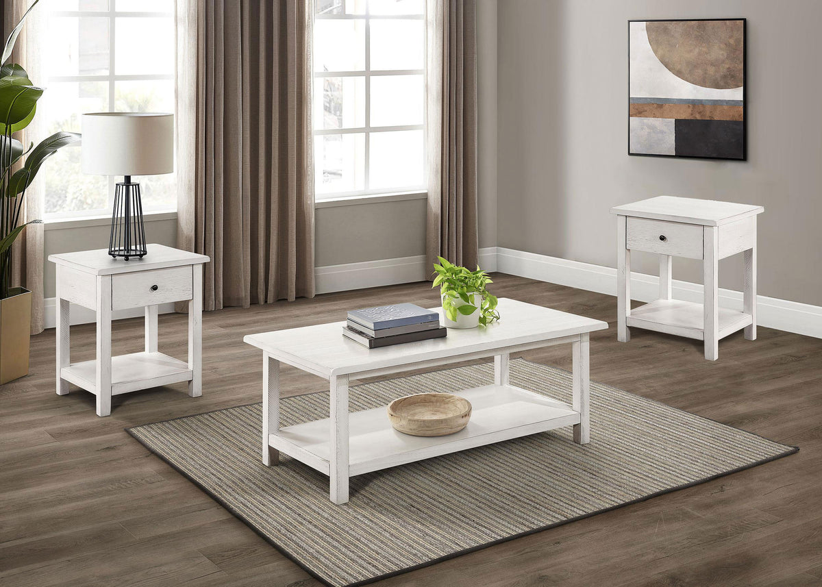 Tampa Furniture Outlet - Coaster - Payne 3-piece Coffee and 1-drawer End Table Set White - 710558-S3