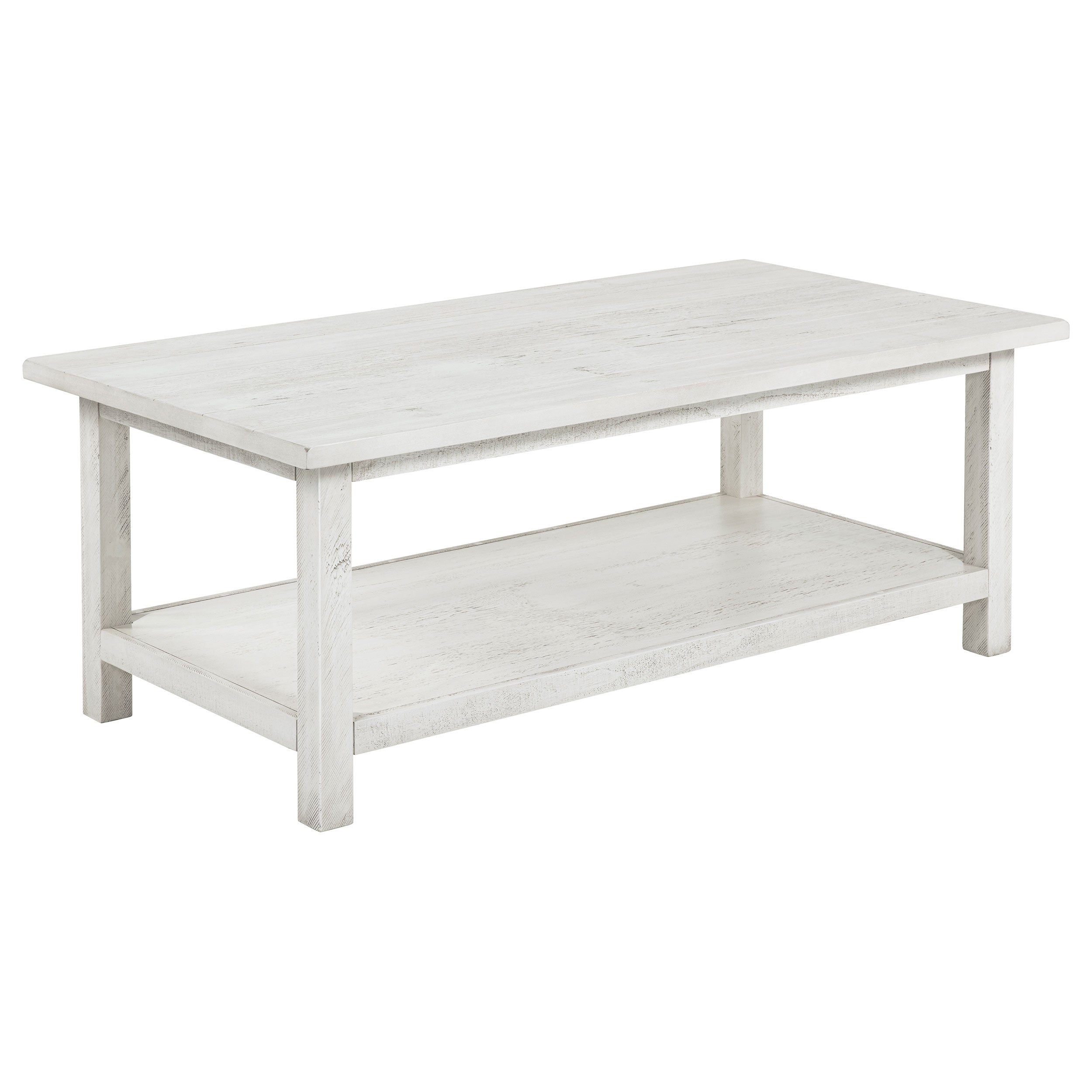 Tampa Furniture Outlet - Coaster - Payne Wood Coffee Table with Shelf Distressed White - 710558
