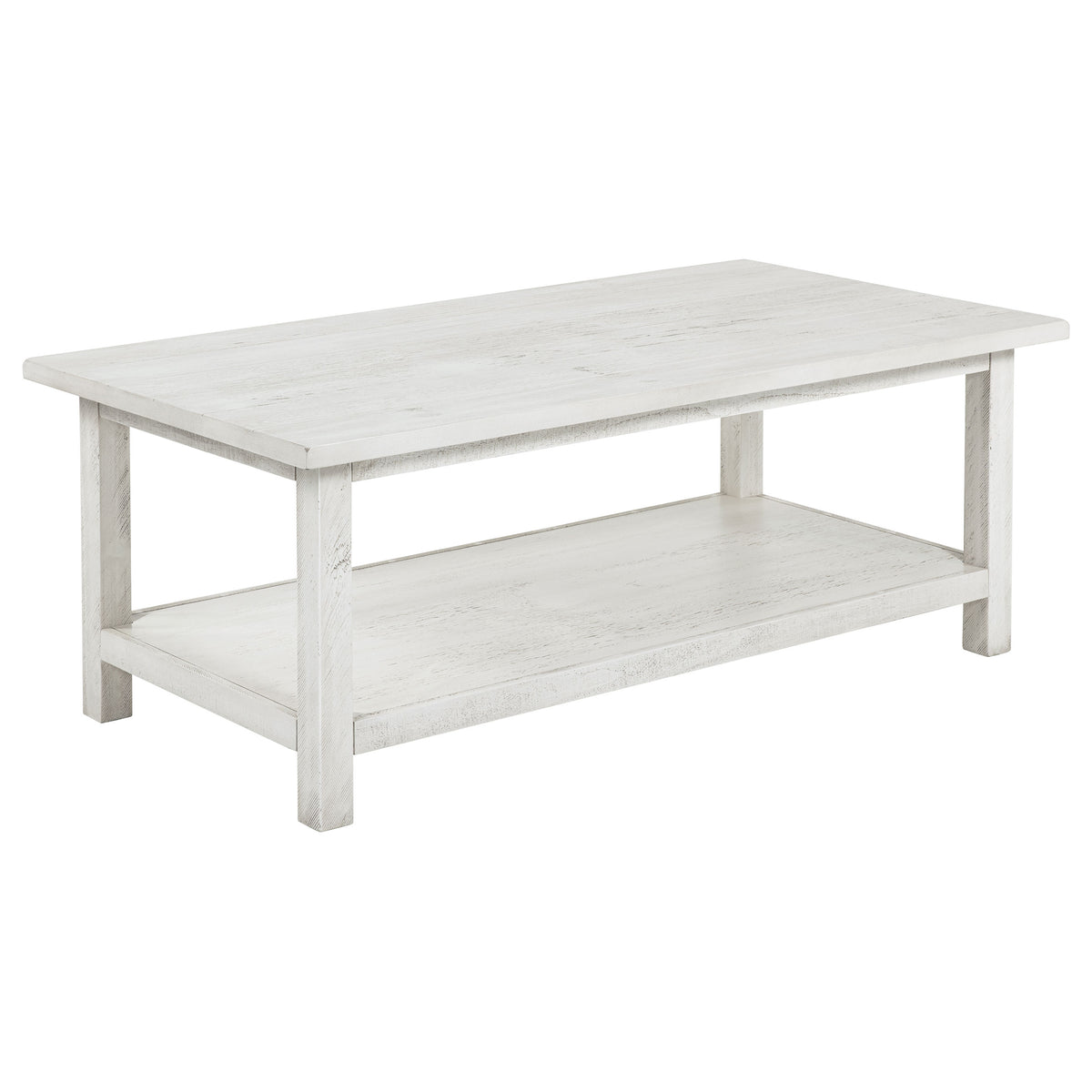 Tampa Furniture Outlet - Coaster - Payne Wood Coffee Table with Shelf Distressed White - 710558