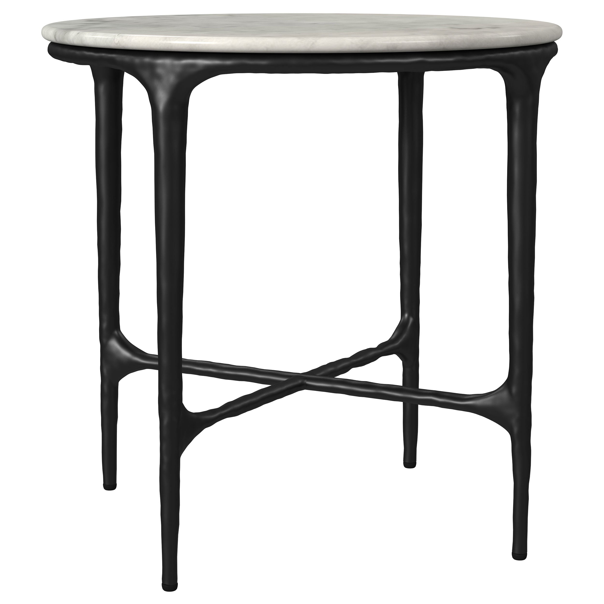 Tampa Furniture Outlet - Coaster - Hermas Round Genuine Marble Top Metal End Side Table White - 710737