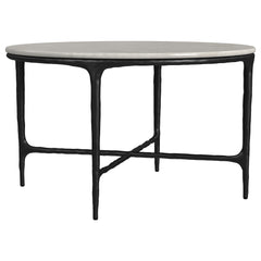 Tampa Furniture Outlet - Coaster - Hermas Round Genuine Marble Top Metal Coffee Table White - 710738