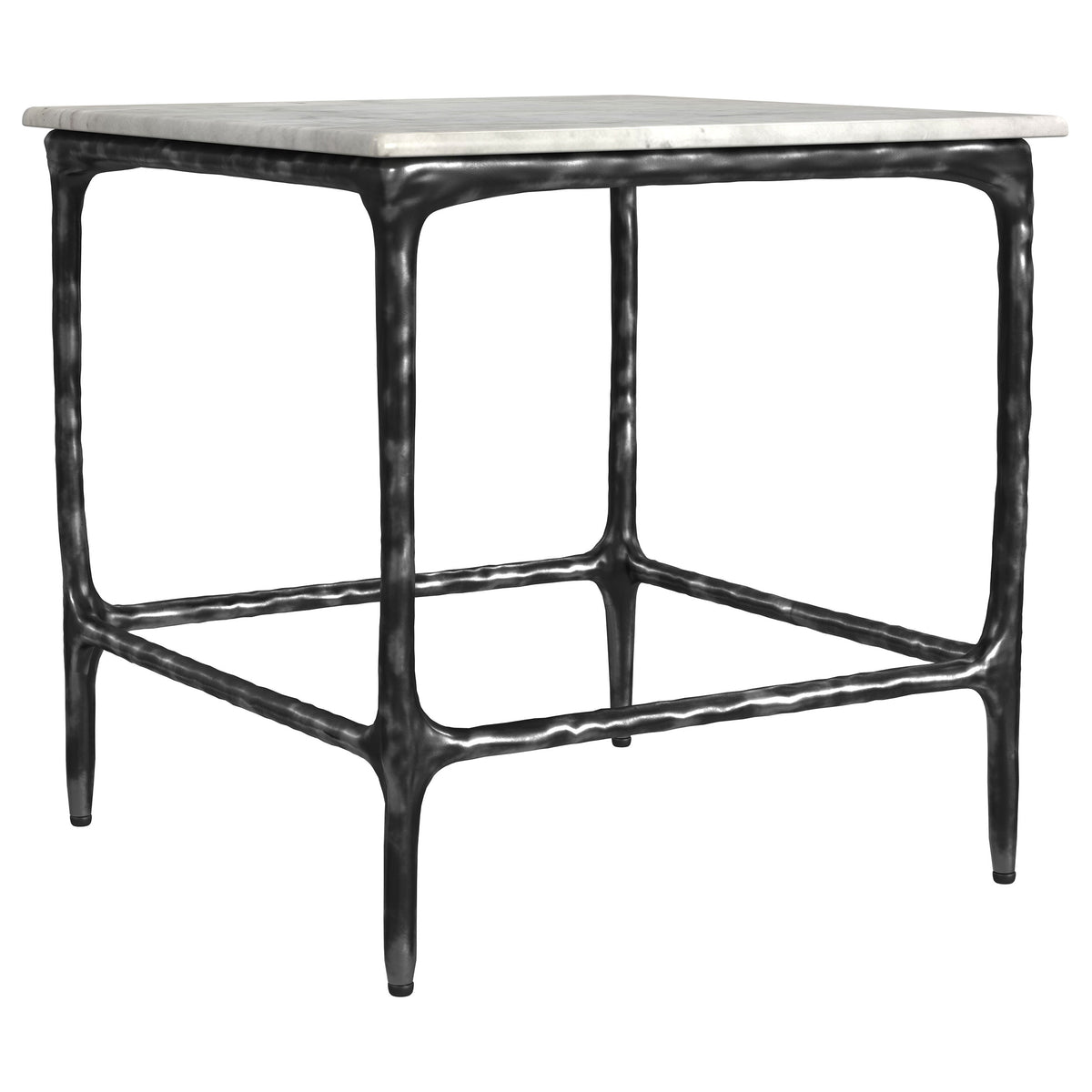 Tampa Furniture Outlet - Coaster - Ebby Square Genuine Marble Top Metal End Table White - 710747
