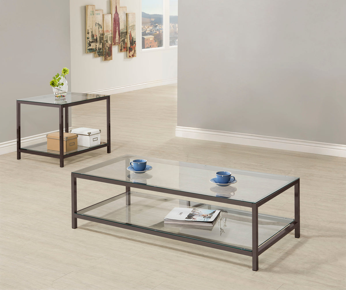 Tampa Furniture Outlet - Coaster - Trini 2-piece Coffee and End Table Set Black Nickel - 720228-S2