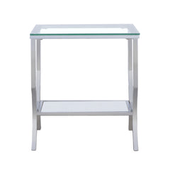 Saide Square Glass Top Side End Table Chrome