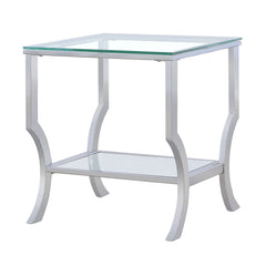 Saide Square Glass Top Side End Table Chrome