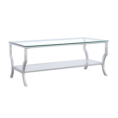 Tampa Furniture Outlet - Coaster - Saide Rectangular Glass Top Coffee Table Chrome - 720338