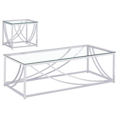 Lille 2-piece Glass Top Coffee And End Table Set Chrome