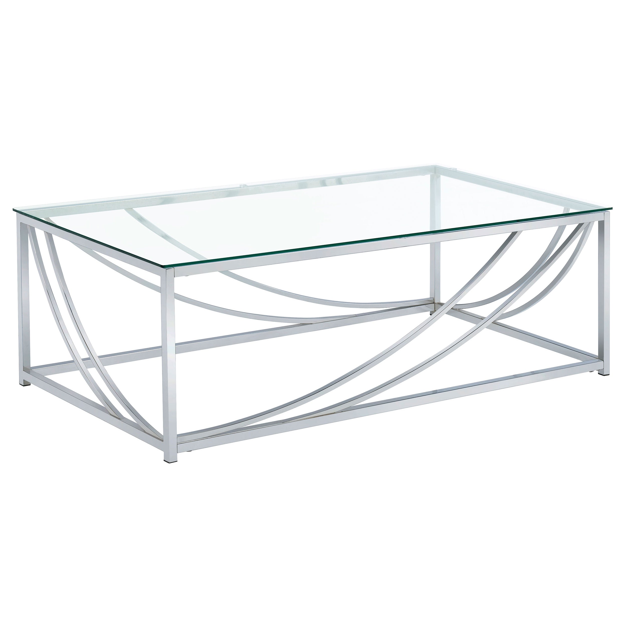 Tampa Furniture Outlet - Coaster - Lille Rectangular Glass Top Coffee Table Chrome - 720498