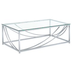 Tampa Furniture Outlet - Coaster - Lille Rectangular Glass Top Coffee Table Chrome - 720498