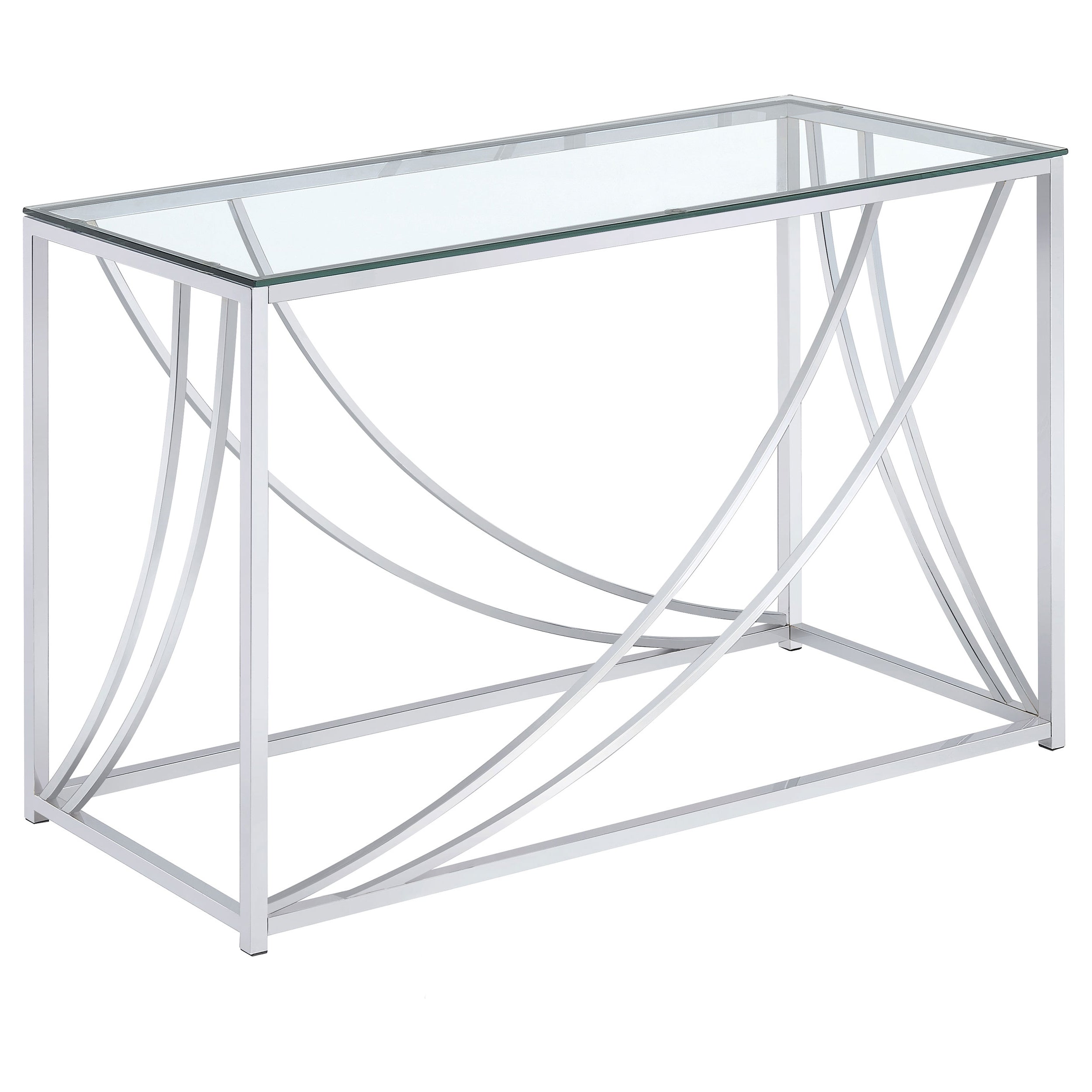 Tampa Furniture Outlet - Coaster - Lille Glass Top Entryway Console Table Accents Chrome - 720499