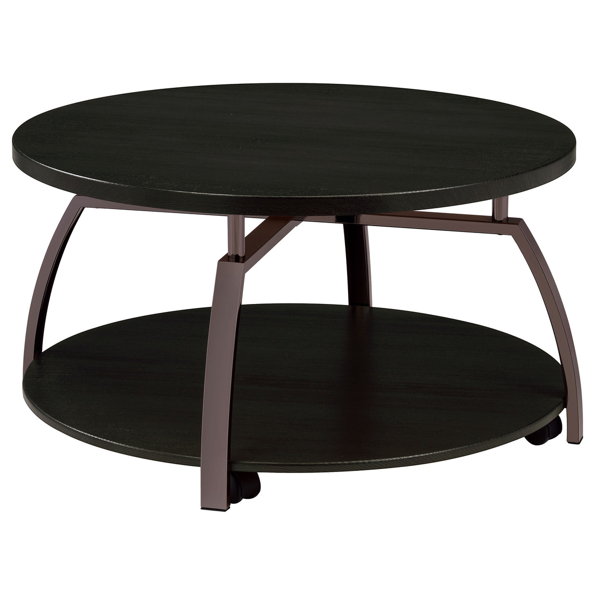 Tampa Furniture Outlet - Coaster - Dacre Round Engineered Wood Top Coffee Table Dark Charcoal - 722208