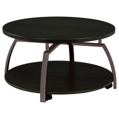 Tampa Furniture Outlet - Coaster - Dacre Round Engineered Wood Top Coffee Table Dark Charcoal - 722208