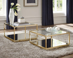 Tampa Furniture Outlet - Coaster - Renee 2-piece Square Coffee Table Set Rose Brass - 722660