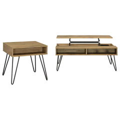 Fanning 2-piece Lift Top Coffee and End Table Set Golden Oak