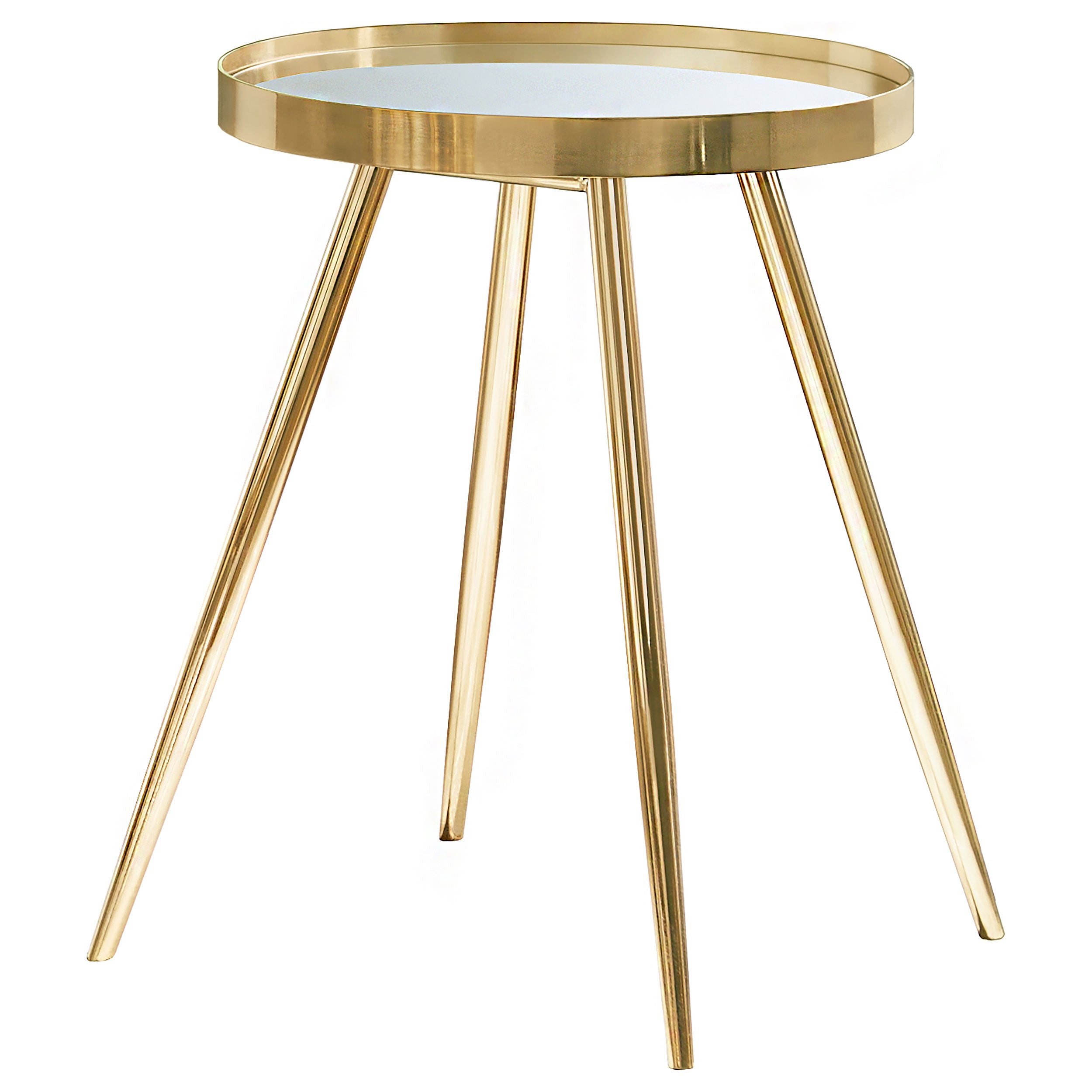 Tampa Furniture Outlet - Coaster - Kaelyn Round Mirror Top End Side Table Gold - 723917