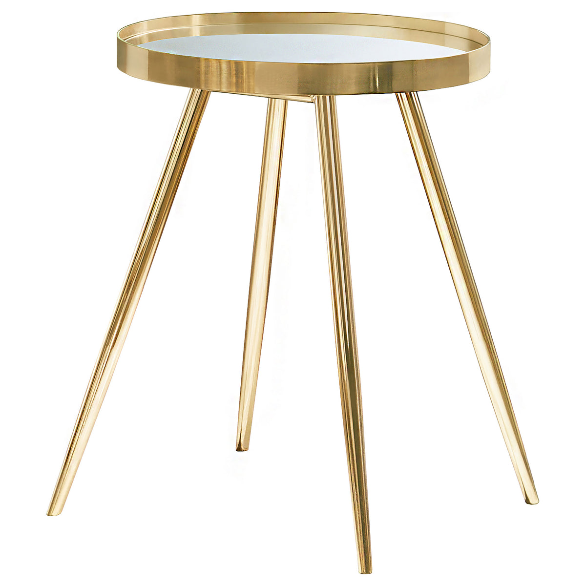 Tampa Furniture Outlet - Coaster - Kaelyn Round Mirror Top End Side Table Gold - 723917