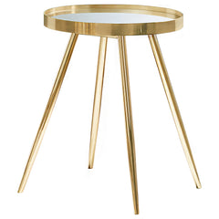Tampa Furniture Outlet - Coaster - Kaelyn Round Mirror Top End Side Table Gold - 723917