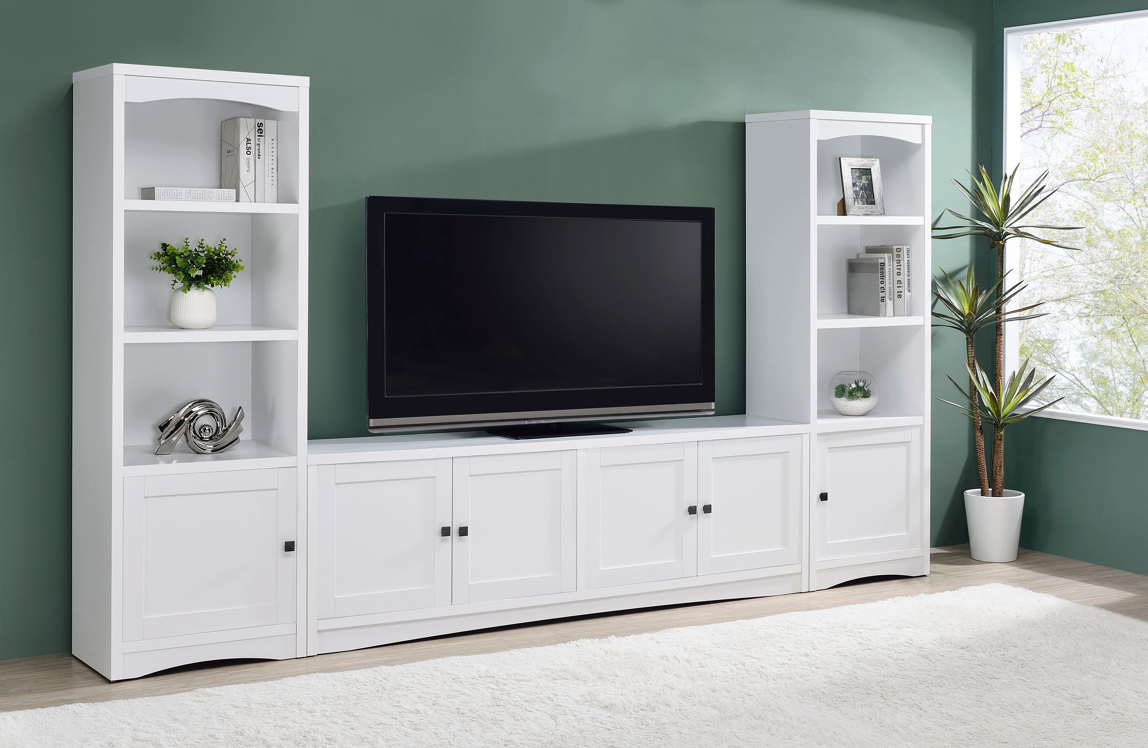 Tampa Furniture Outlet - Coaster - Laughlin 3-piece Entertainment Center TV Stand White - 724113-SET
