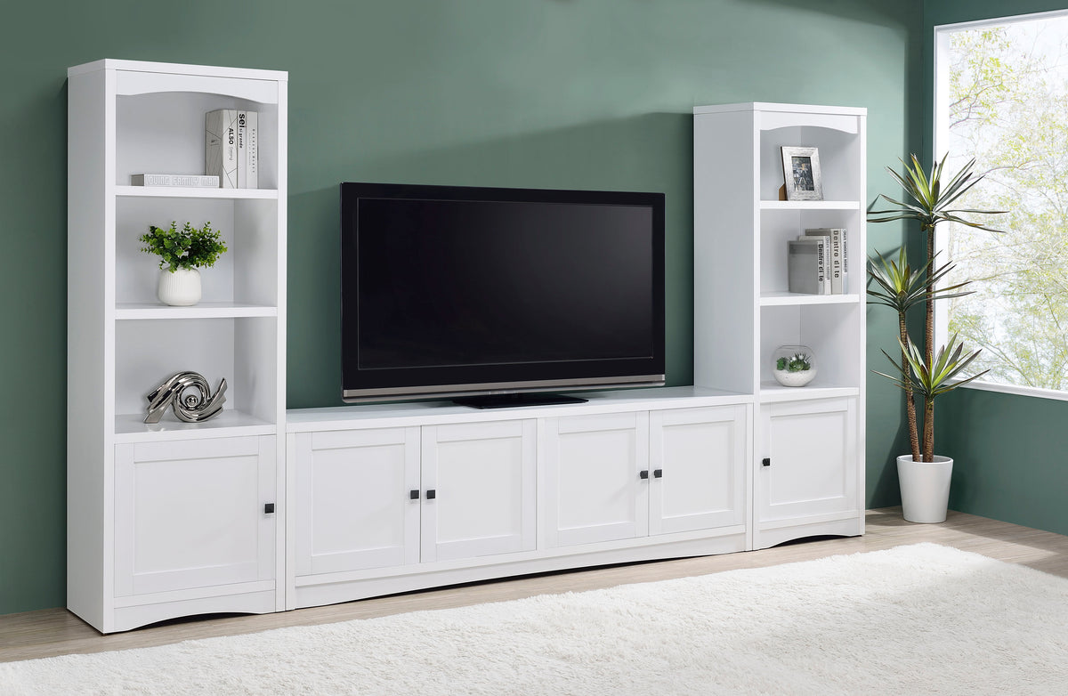 Tampa Furniture Outlet - Coaster - Laughlin 3-piece Entertainment Center TV Stand White - 724113-SET