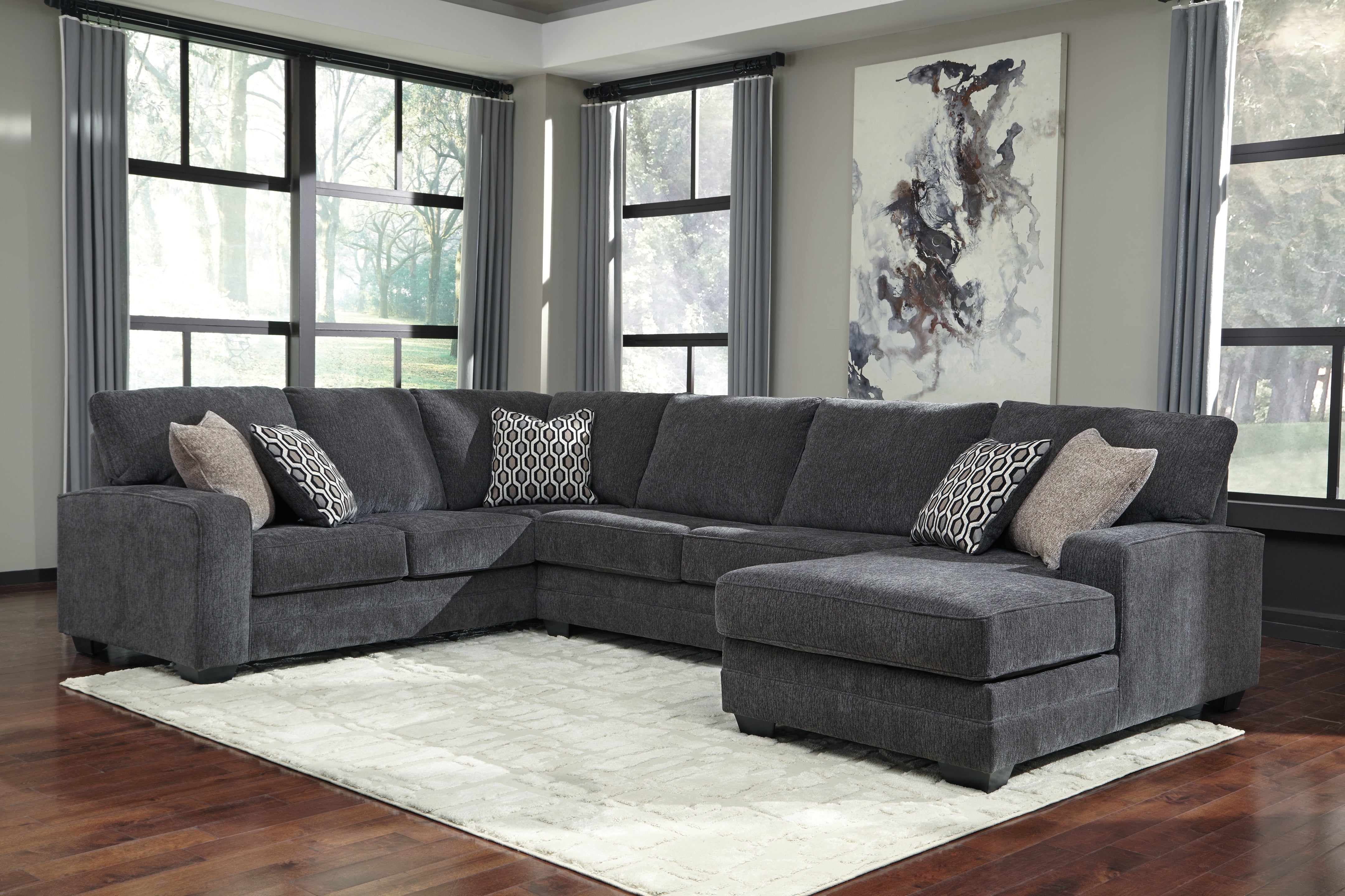 Tampa Furniture Outlet Lutz - Ashley Furniture - Tracling Sectional - LAF 3-Piece Sectional with Chaise / Slate - 72600S2