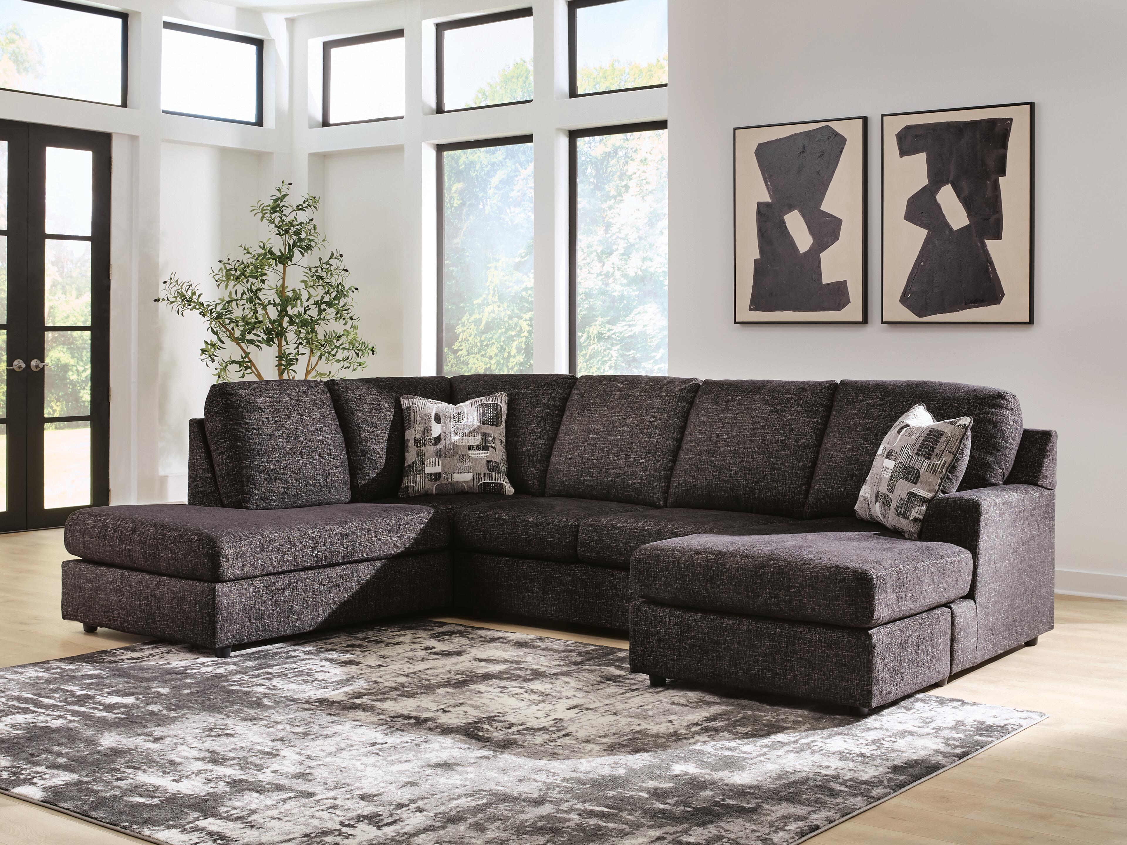 Tampa Furniture Outlet Lutz - Ashley Furniture - Lentiz Sectional - RAF 2-Piece Sectional with Chaise / Onyx - PC73404S1