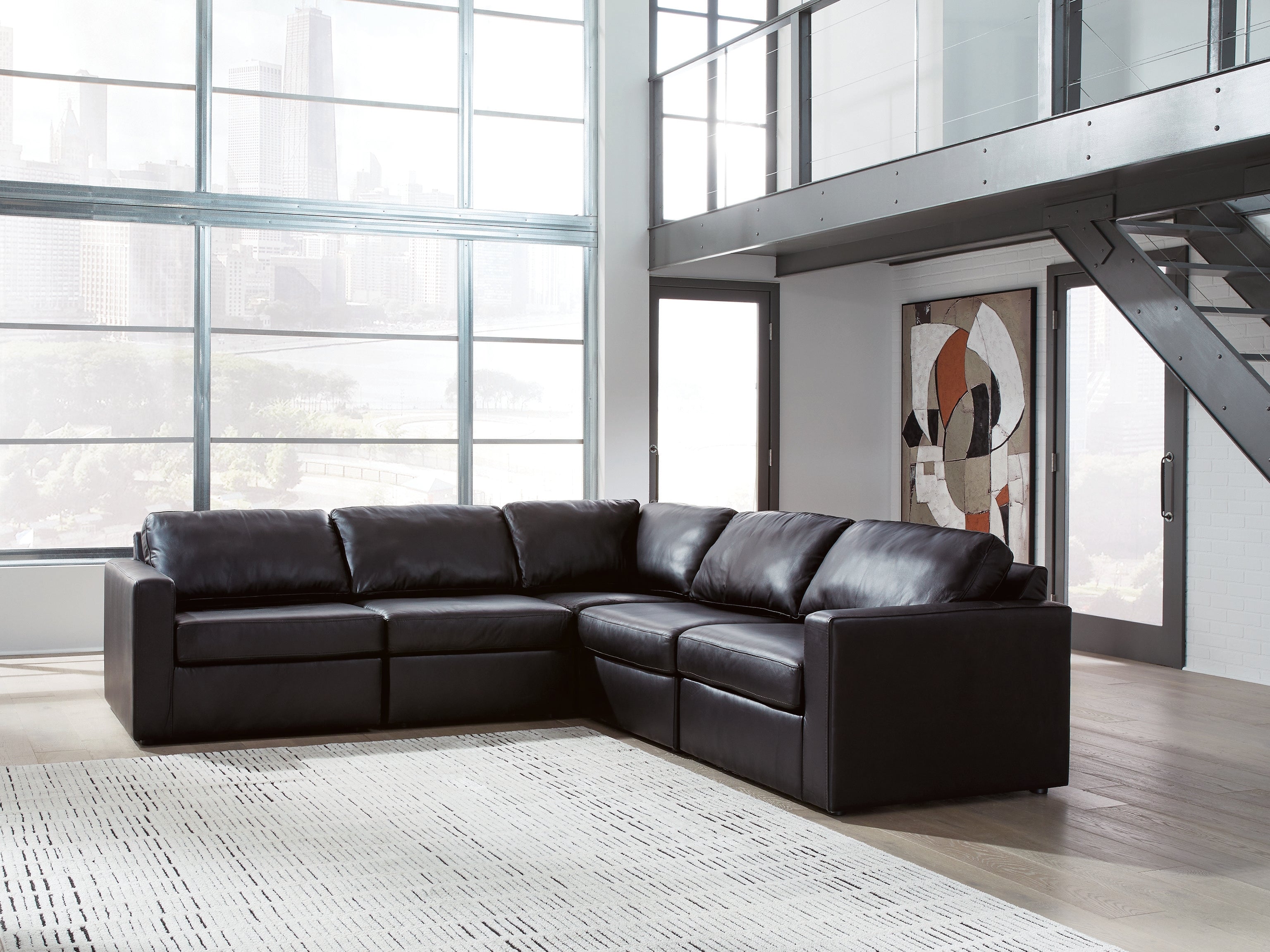 Tampa Furniture Outlet Lutz - Ashley Furniture - ModMax II Sectional - RAF 5-Piece Sectional / Black - 74305S6
