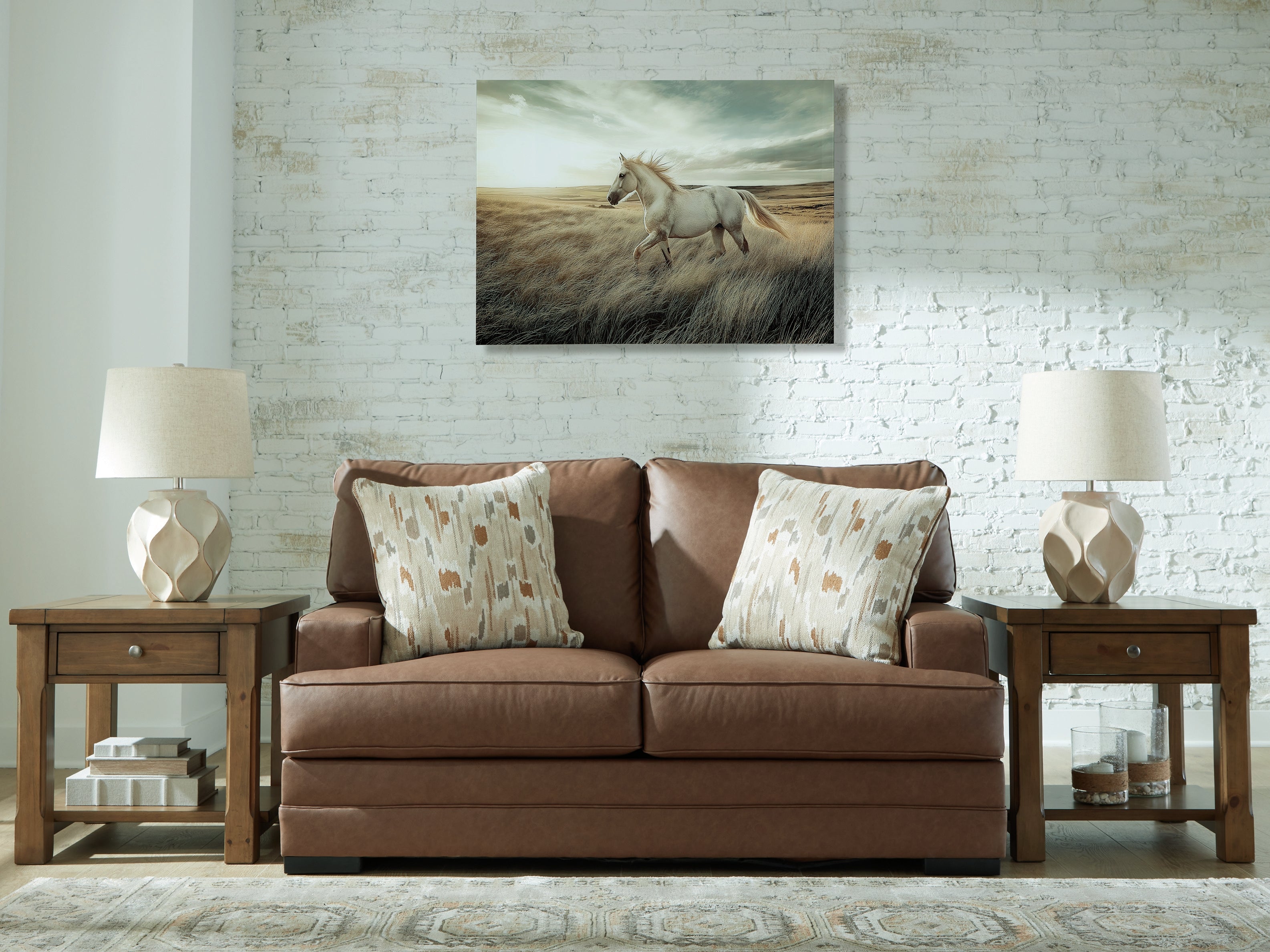 Tampa Furniture Outlet Lutz - Ashley Furniture - VillaCourt Living Room - Loveseat / Caramel - 7490935