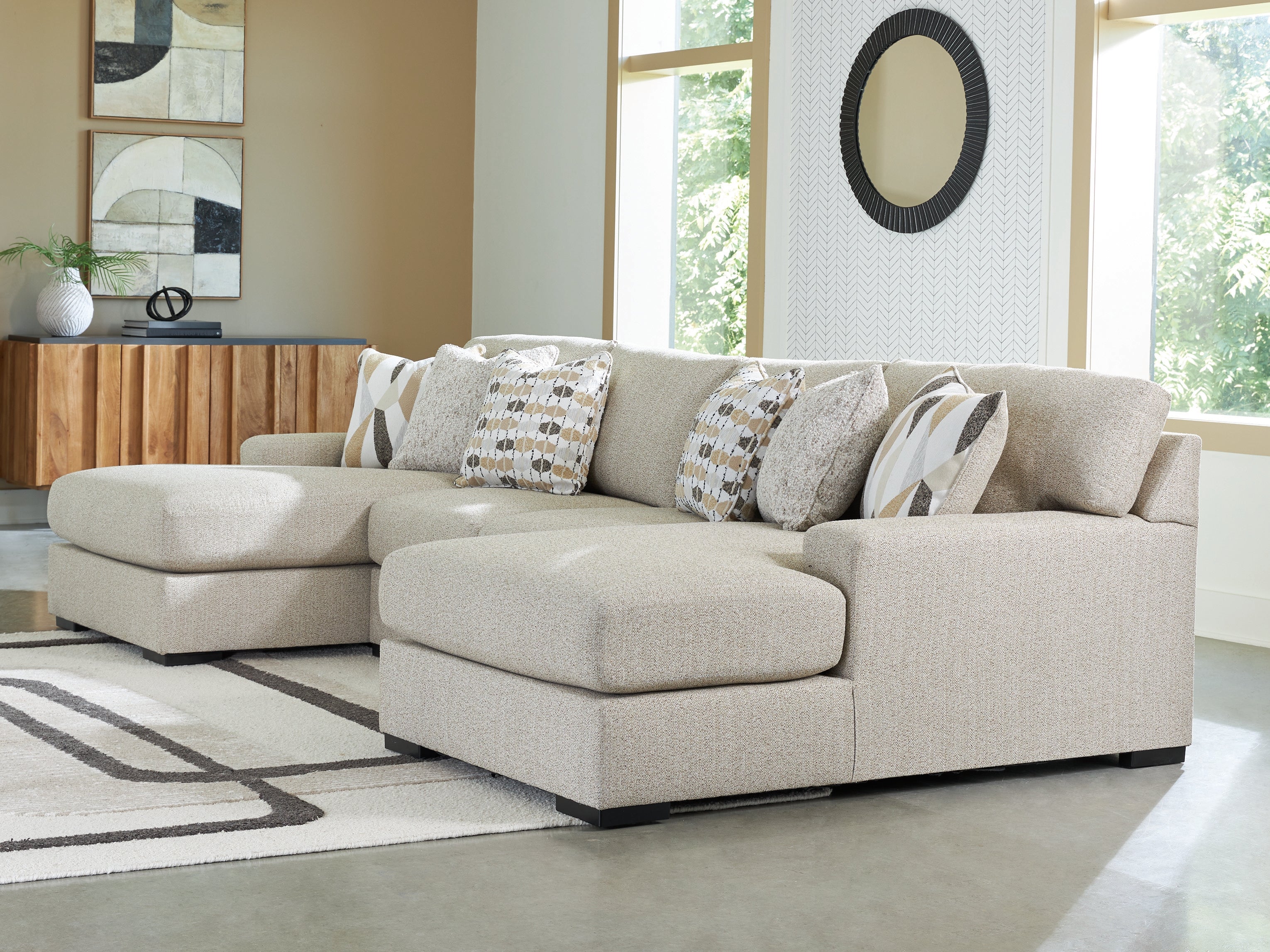 Tampa Furniture Outlet Lutz - Ashley Furniture - Laurelgrove Sectional - RAF 3-Piece Double Chaise Sectional / Pebble - 75105S7