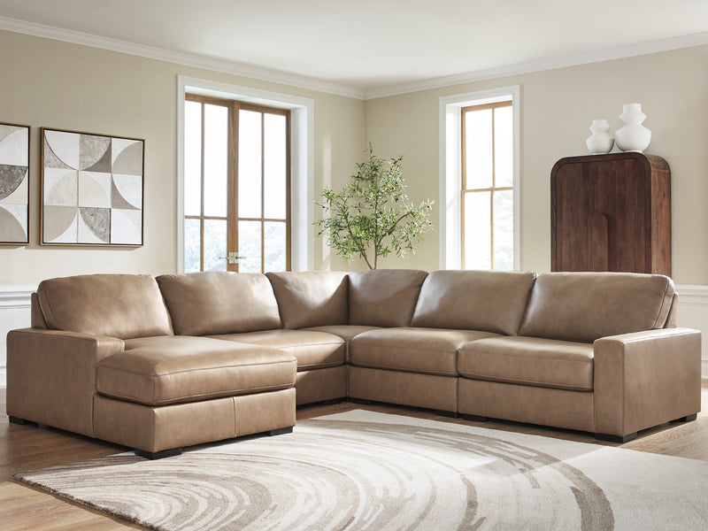 Tampa Furniture Outlet Lutz - Ashley Furniture - Veronella Sectional - RAF 5-Piece Sectional with Chaise / Sahara - 76106S12