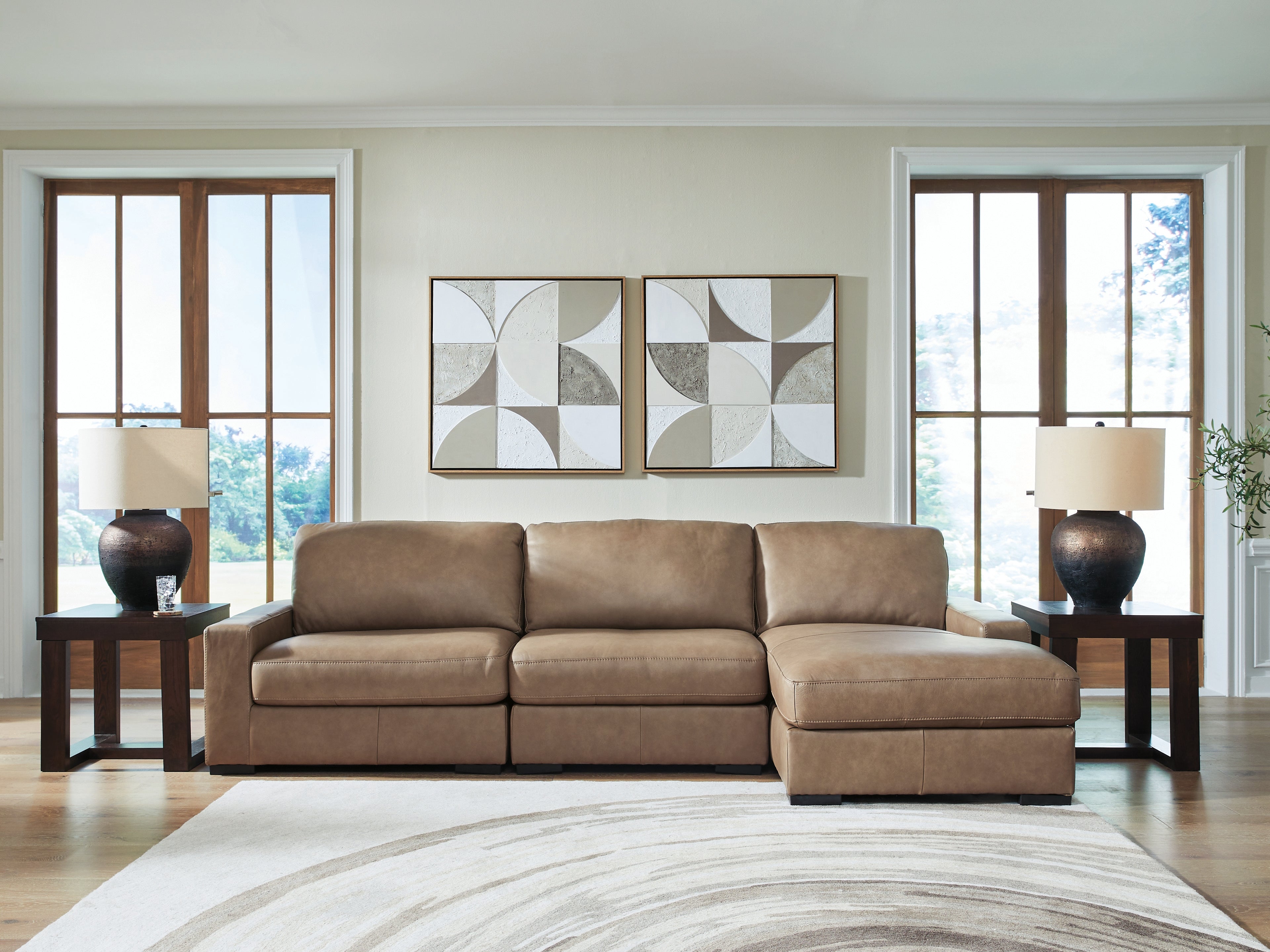 Tampa Furniture Outlet Lutz - Ashley Furniture - Veronella Sectional - RAF 3-Piece Sectional with Chaise / Sahara - 76106S6