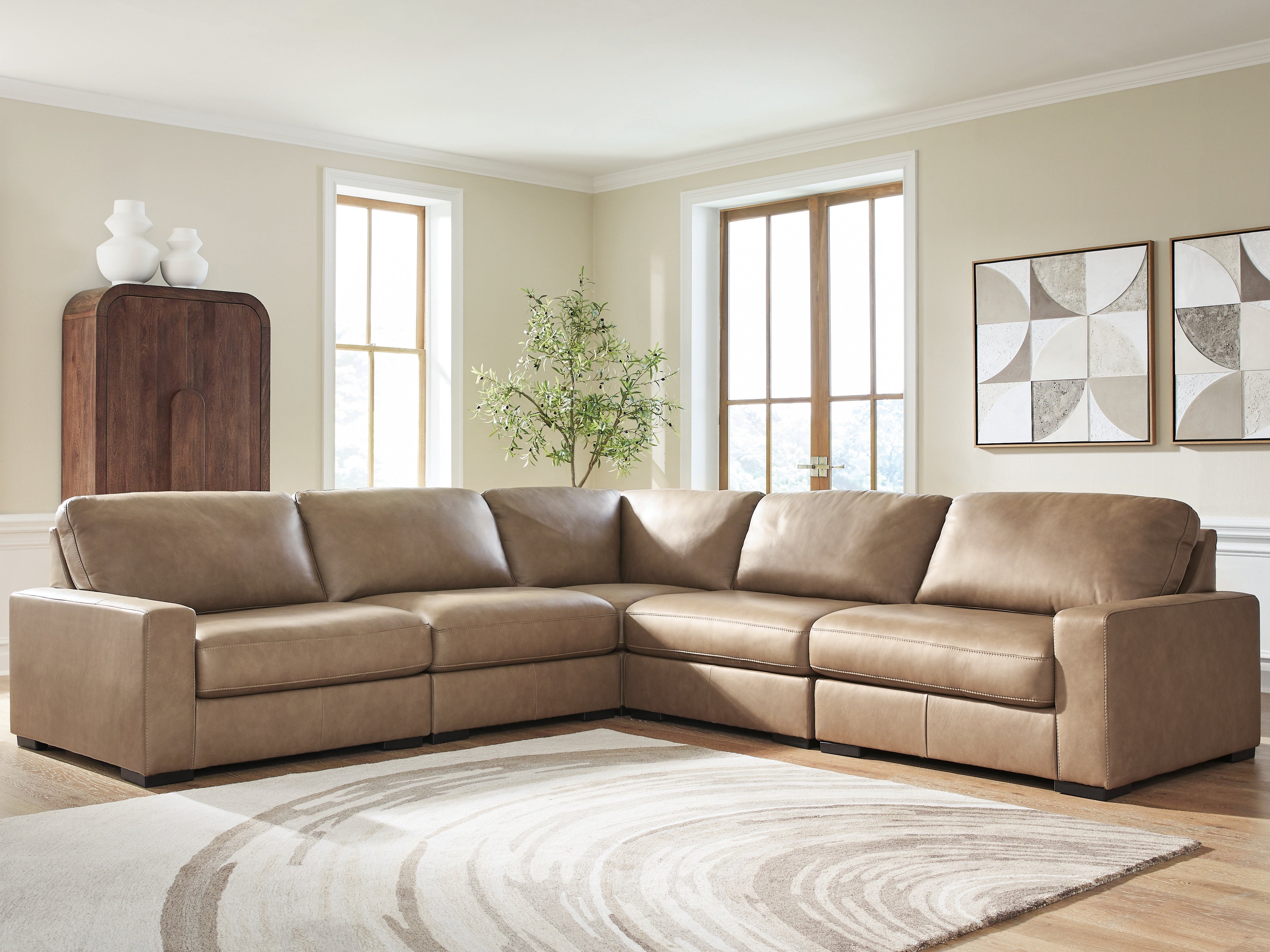 Tampa Furniture Outlet Lutz - Ashley Furniture - Veronella Sectional - RAF 5-Piece Sectional / Sahara - 76106S17