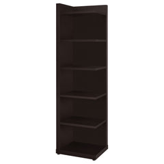 Tampa Furniture Outlet - Coaster - Alder 71-inch 6-shelf Corner Bookcase Cappuccino - 800270