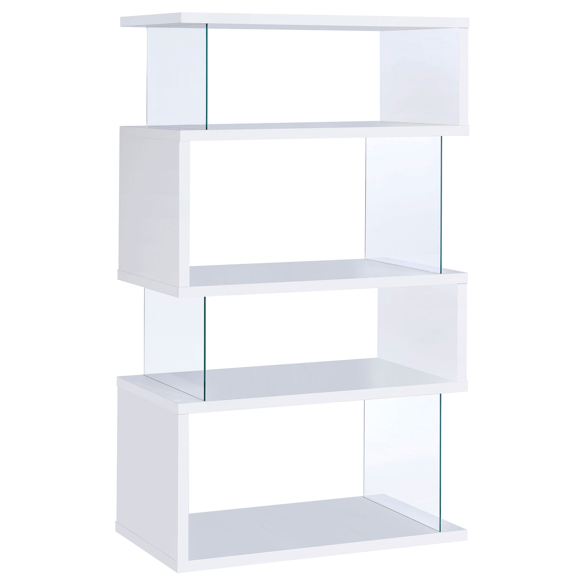Tampa Furniture Outlet - Coaster - Emelle 63-inch 4-shelf Glass Panel Bookshelf White - 800300