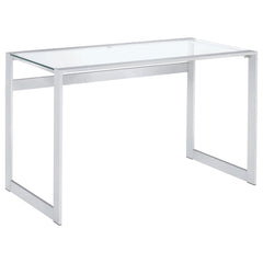 Tampa Furniture Outlet - Coaster - Hartford 47-inch Glass Top Writing Desk Chrome - 800746
