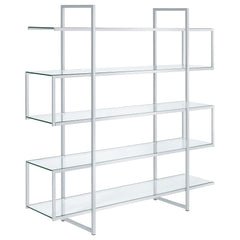 Tampa Furniture Outlet - Coaster - Elmer 63-inch 5-shelf Bookshelf Clear and Chrome - 801304