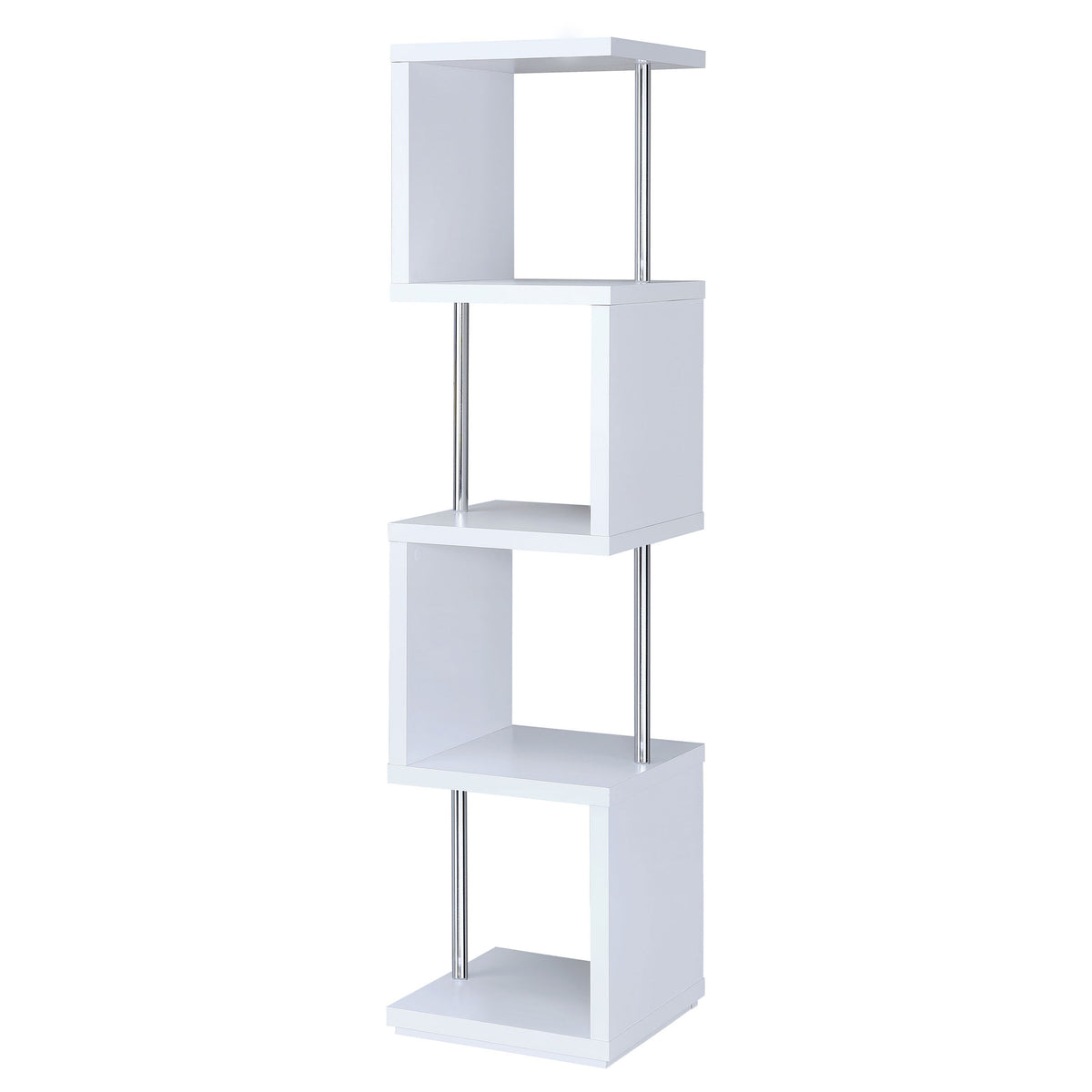 Tampa Furniture Outlet - Coaster - Baxter 67-inch 4-shelf Bookshelf White and Chrome - 801418