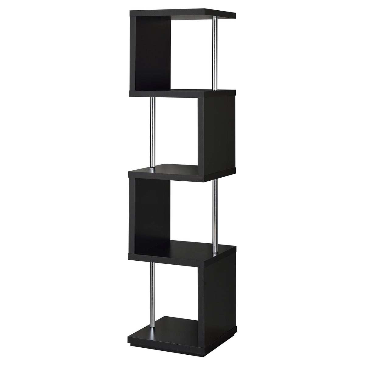 Tampa Furniture Outlet - Coaster - Baxter 67-inch 4-shelf Bookshelf Black and Chrome - 801419